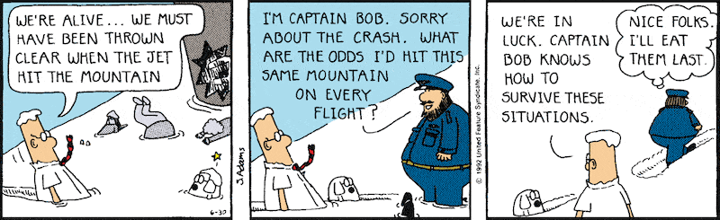 Dilbert cartoon: plane crash